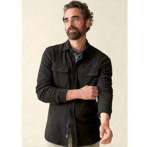 FAHERTY Legend Sweater Shirt in Heathered Black Twill - M